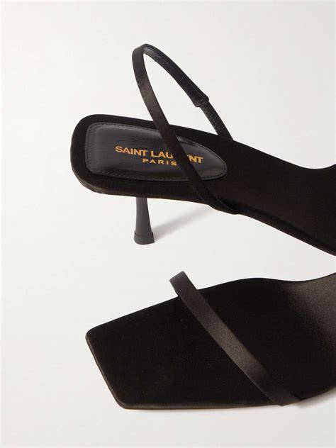 SAINT LAURENT Jaspe satin slingback sandals.